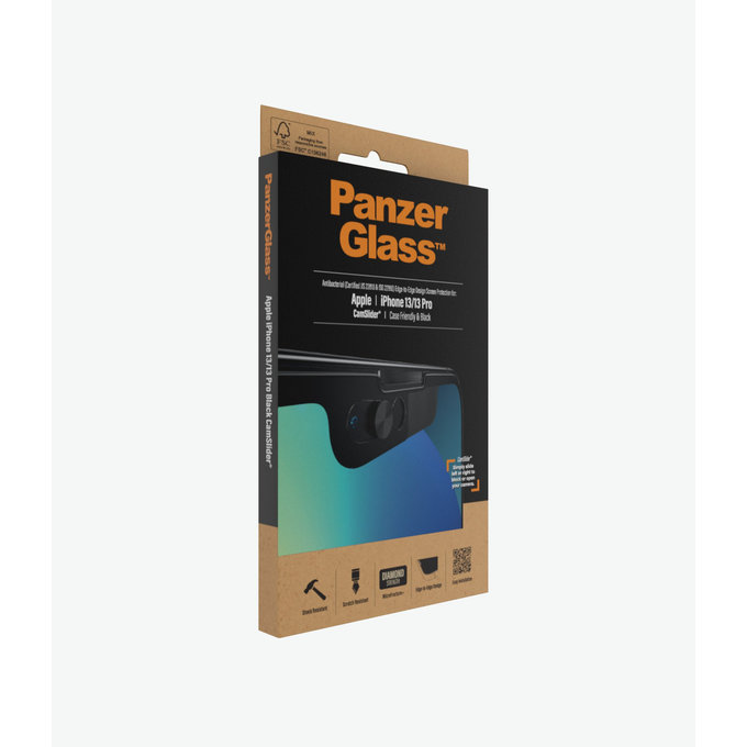 PanzerGlass - CamSlider AB compatible avec les coques en verre trempé pour iPhone 13, 13 Pro et 14, noir