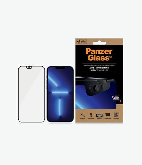 PanzerGlass - CamSlider AB compatible avec les coques en verre trempé pour iPhone 13 Pro Max et 14 Plus, noir