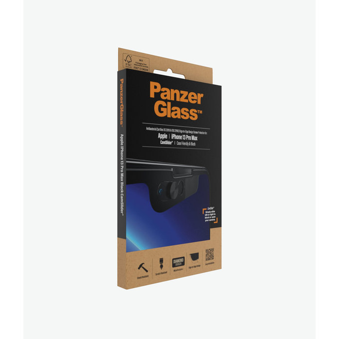 PanzerGlass - CamSlider AB compatible avec les coques en verre trempé pour iPhone 13 Pro Max et 14 Plus, noir