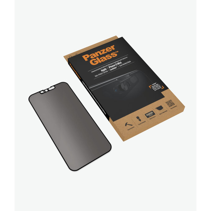 PanzerGlass - Coque en verre trempé Privacy CamSlider AB pour iPhone 13 mini, noir