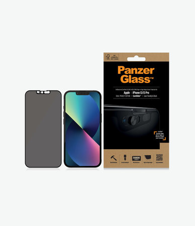 PanzerGlass - CamSlider AB de confidentialité compatible avec les coques en verre trempé pour iPhone 13, 13 Pro et 14, noir