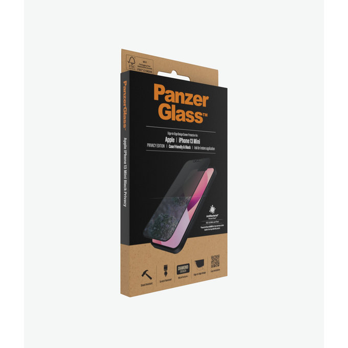 PanzerGlass - Coque en verre trempé Friendly Privacy AB pour iPhone 13 mini, noir