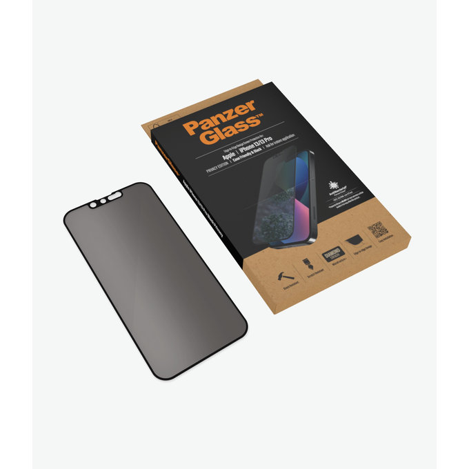PanzerGlass - Coque en verre trempé Friendly Privacy AB pour iPhone 13, 13 Pro, 14 et 16e, noir