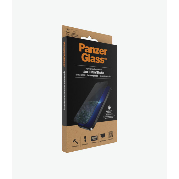 PanzerGlass - Coque en verre trempé Friendly Privacy AB pour iPhone 13 Pro Max et 14 Plus, noir