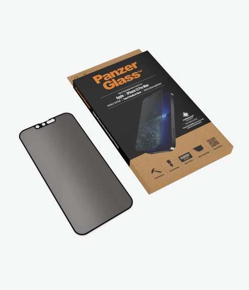PanzerGlass - Coque en verre trempé Friendly Privacy AB pour iPhone 13 Pro Max et 14 Plus, noir