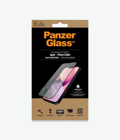 PanzerGlass - Étui en verre trempé Friendly AB pour iPhone 13 mini, noir