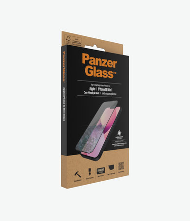 PanzerGlass - Étui en verre trempé Friendly AB pour iPhone 13 mini, noir