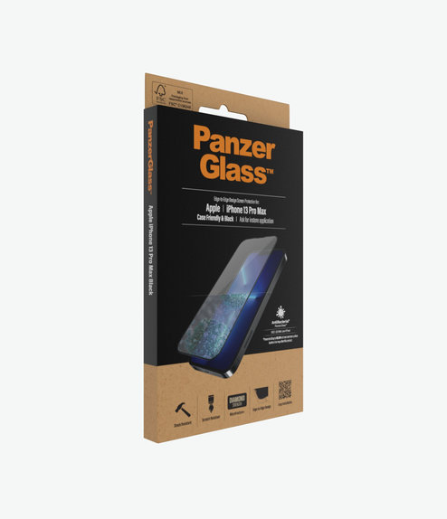PanzerGlass - Étui en verre trempé Friendly AB pour iPhone 13 Pro Max et 14 Plus, noir