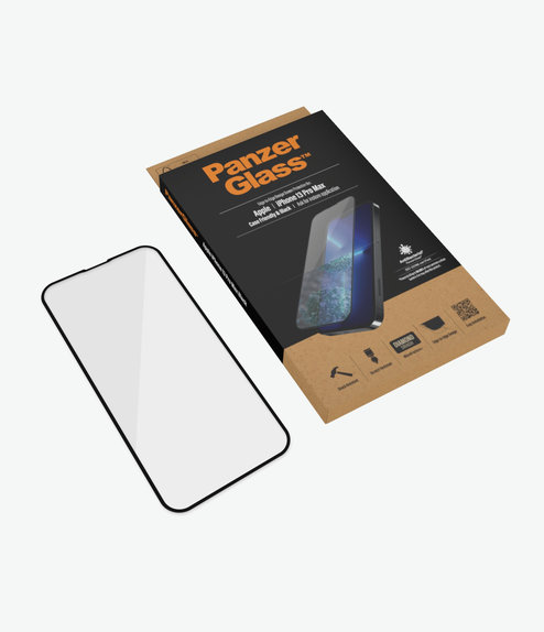 PanzerGlass - Étui en verre trempé Friendly AB pour iPhone 13 Pro Max et 14 Plus, noir