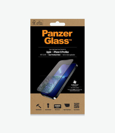 PanzerGlass - Coque en verre trempé antireflet AB pour iPhone 13 Pro Max et 14 Plus, noir
