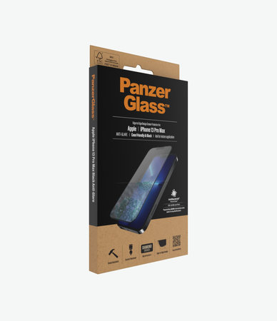 PanzerGlass - Coque en verre trempé antireflet AB pour iPhone 13 Pro Max et 14 Plus, noir