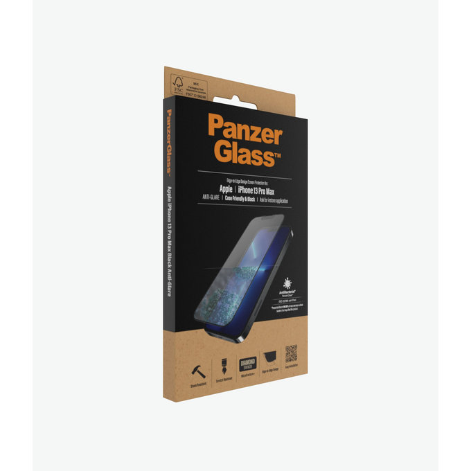 PanzerGlass - Coque en verre trempé antireflet AB pour iPhone 13 Pro Max et 14 Plus, noir