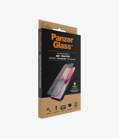 PanzerGlass - Coque en verre trempé anti-lumière bleue AB pour iPhone 13 mini, noir