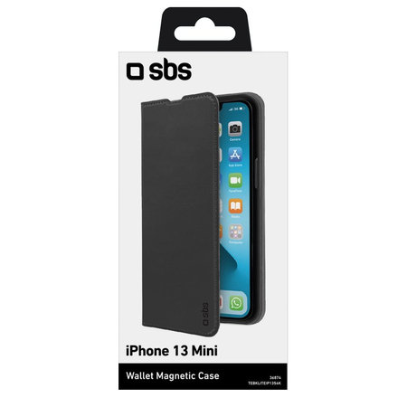 SBS - Étui Book Wallet Lite pour iPhone 13 mini, noir