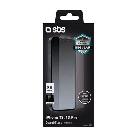 SBS - Verre Trempé pour iPhone 13, 13 Pro, 14 & 16e, transparent