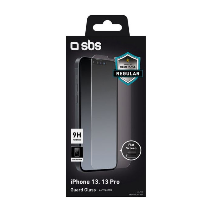 SBS - Verre Trempé pour iPhone 13, 13 Pro, 14 & 16e, transparent