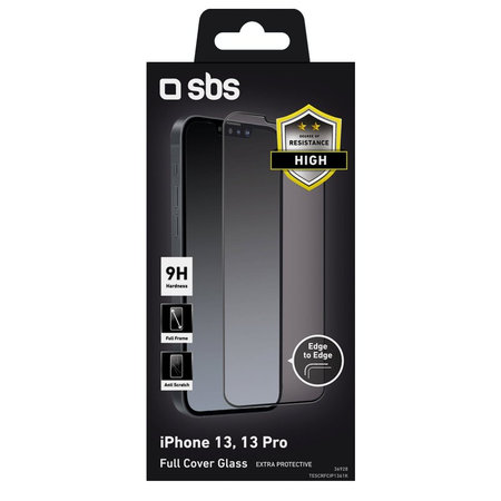 SBS - Coque complete en verre trempé pour iPhone 13, 13 Pro, 14 & 16e, noir