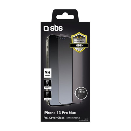 SBS - Coque complète en verre trempé pour iPhone 13 Pro Max & 14 Plus, noir