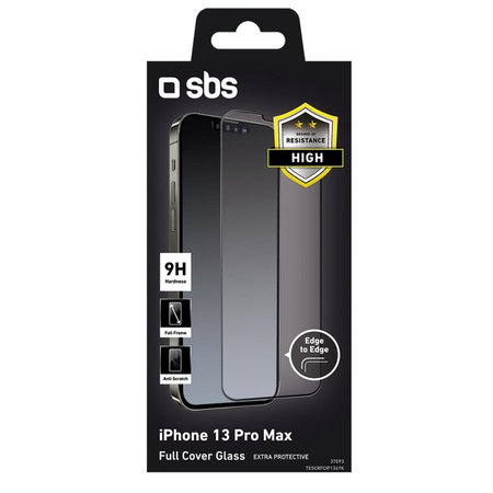 SBS - Coque complète en verre trempé pour iPhone 13 Pro Max & 14 Plus, noir