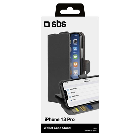 SBS - Étui portefeuille pour iPhone 13 Pro, noir