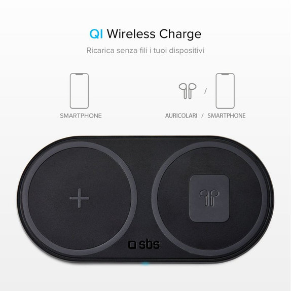 SBS - Double chargeur sans fil, noir