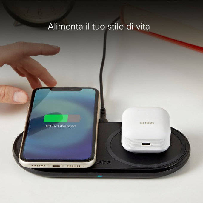 SBS - Double chargeur sans fil, noir
