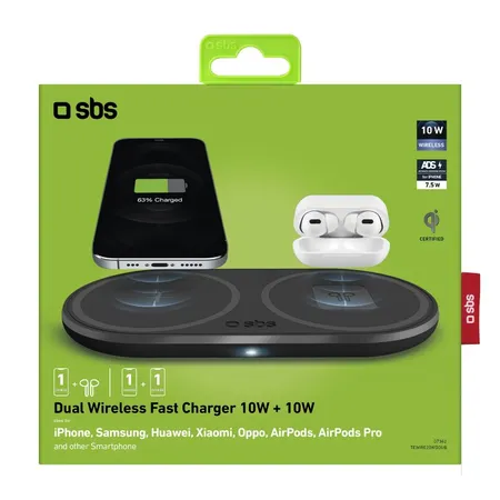 SBS - Double chargeur sans fil, noir