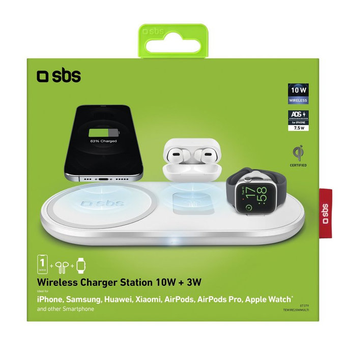SBS - Chargeur sans fil 3en1, blanc