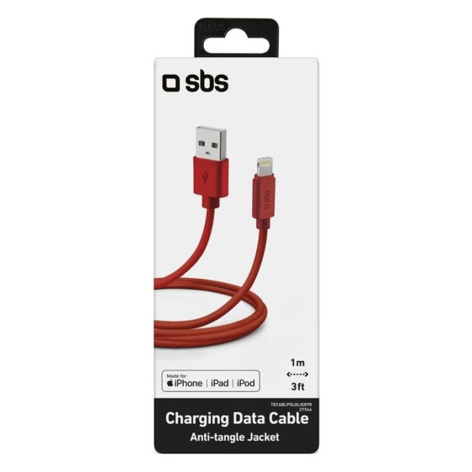 SBS - Câble Lightning / USB (1m), rouge