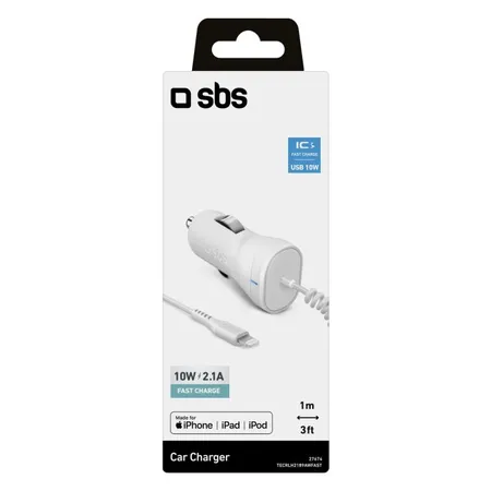 SBS - Chargeur de voiture Lightning, blanc