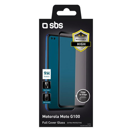 SBS - Couverture complète en verre trempé pour Motorola Moto G100, noir