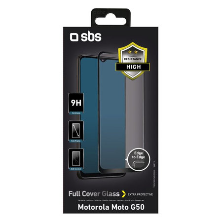 SBS - Couverture complète en verre trempé pour Motorola G50 5G, G50, E7, noir