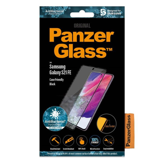 PanzerGlass - Étui en verre trempé Friendly AB pour Samsung Galaxy S21 FE, noir