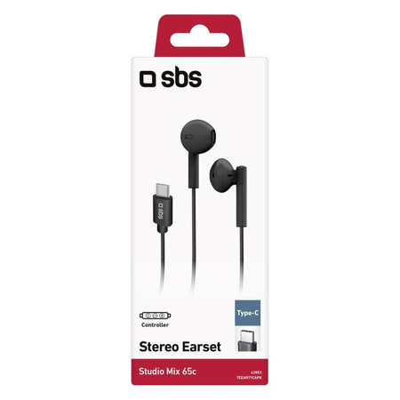 SBS - Écouteurs stéréo Studio Mix 65c, connecteur USB-C, noir