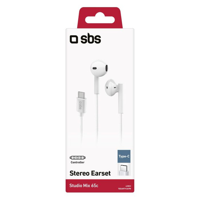 SBS - Écouteurs Studio Mix 65c s microphone, USB-C, blanc