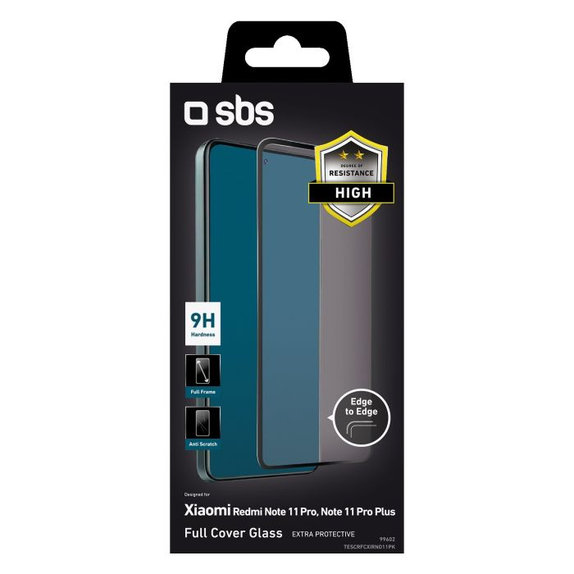SBS - Coque complète en verre trempé pour Xiaomi Redmi Note 11 Pro, Note 11 Pro 5G & Poco X4 Pro, noir