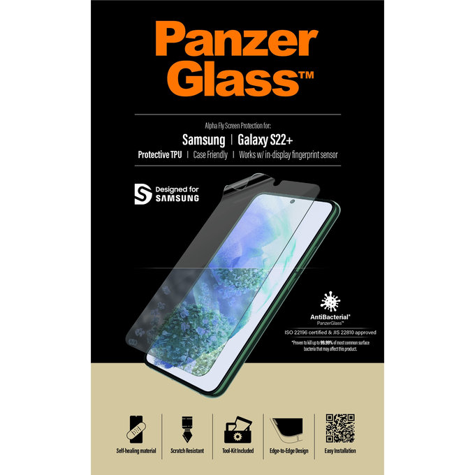 PanzerGlass - Coque en verre trempé Friendly AB TPU pour Samsung Galaxy S22+, transparent