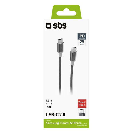 SBS - Câble USB-C / USB-C PowerDelivery (1,5 m), noir