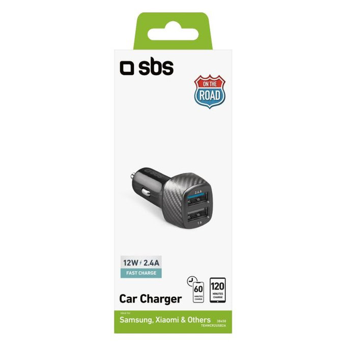 SBS - Chargeur de voiture USB, USB, noir