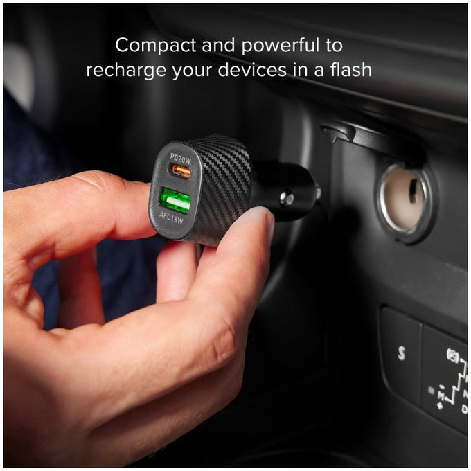 SBS - Chargeur de voiture USB, USB-C, noir