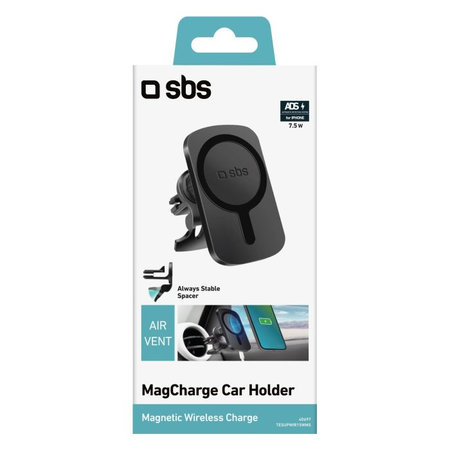 SBS - Support de voiture MagCharge pour le chargement MagSafe dans la grille d'aération, noir