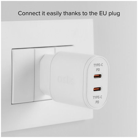 SBS - Adaptateur de charge 20 W 2x USB-C Power Delivery, blanc