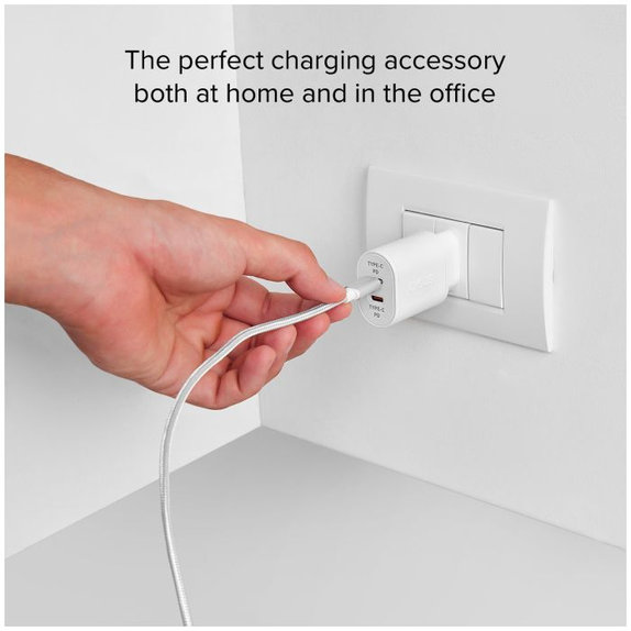SBS - Adaptateur de charge 20 W 2x USB-C Power Delivery, blanc