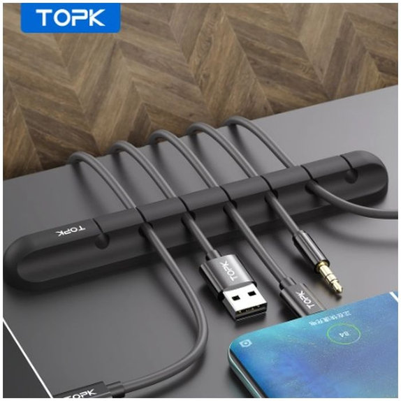 TOPK - Organisateur de câbles - Support pour 7 câbles, noir
