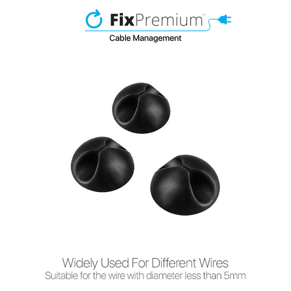 FixPremium - Organiseur de câbles - Support de câbles - Lot de 3, noir