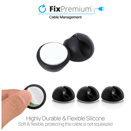 FixPremium - Organiseur de câbles - Support de câbles - Lot de 3, noir