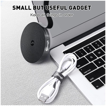 Elough - Organisateur de câbles - Ruban de câble (1m), noir