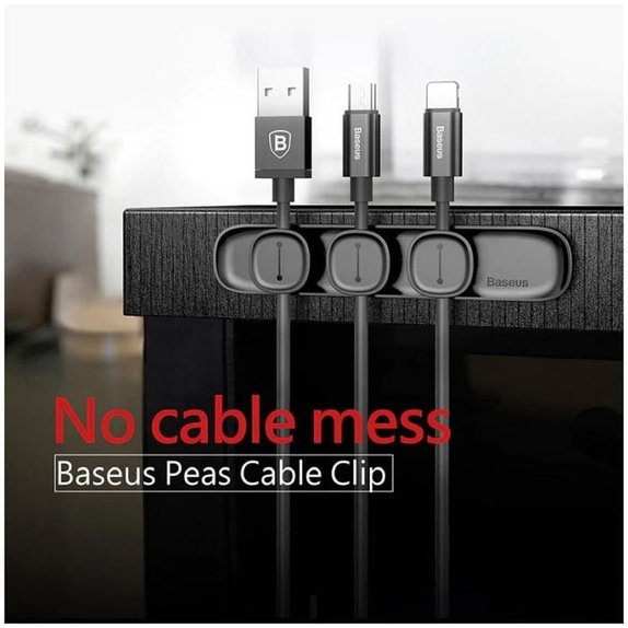 Baseus - Organisateur de câbles - Support pour 3 câbles, Noir