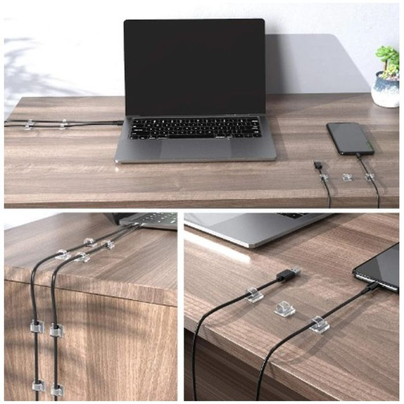 FixPremium - Organiseur de câbles - Clips - Lot de 5, transparent