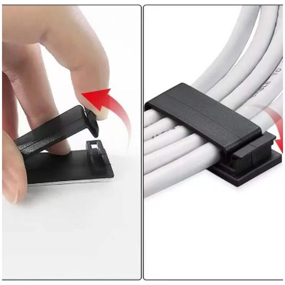 FixPremium - Organisateur de câbles - Clips - Lot de 5, noir